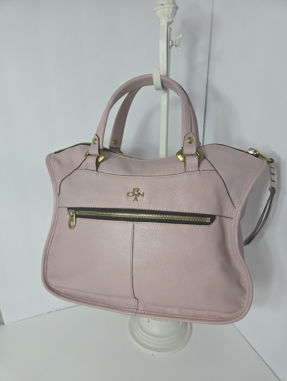 orYANY sarah whip stitch antique rose pebbled leather satchel bag leather boho